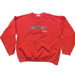 Harrods Knightsbridge London Sweatshirt Mens L Red Union Jack Graphic Crewneck